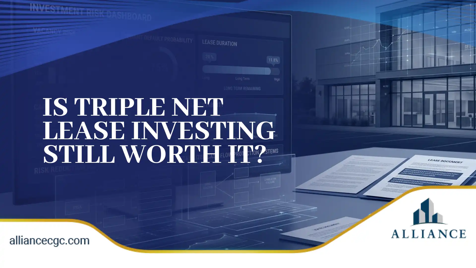 Investment dashboard with lease document, exploring the worth of triple net lease investing