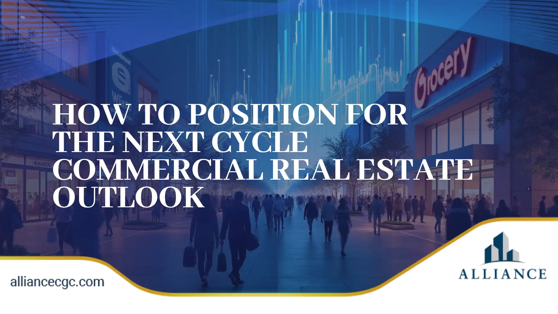 Business district with shoppers illustrating commercial real estate outlook & market cycle