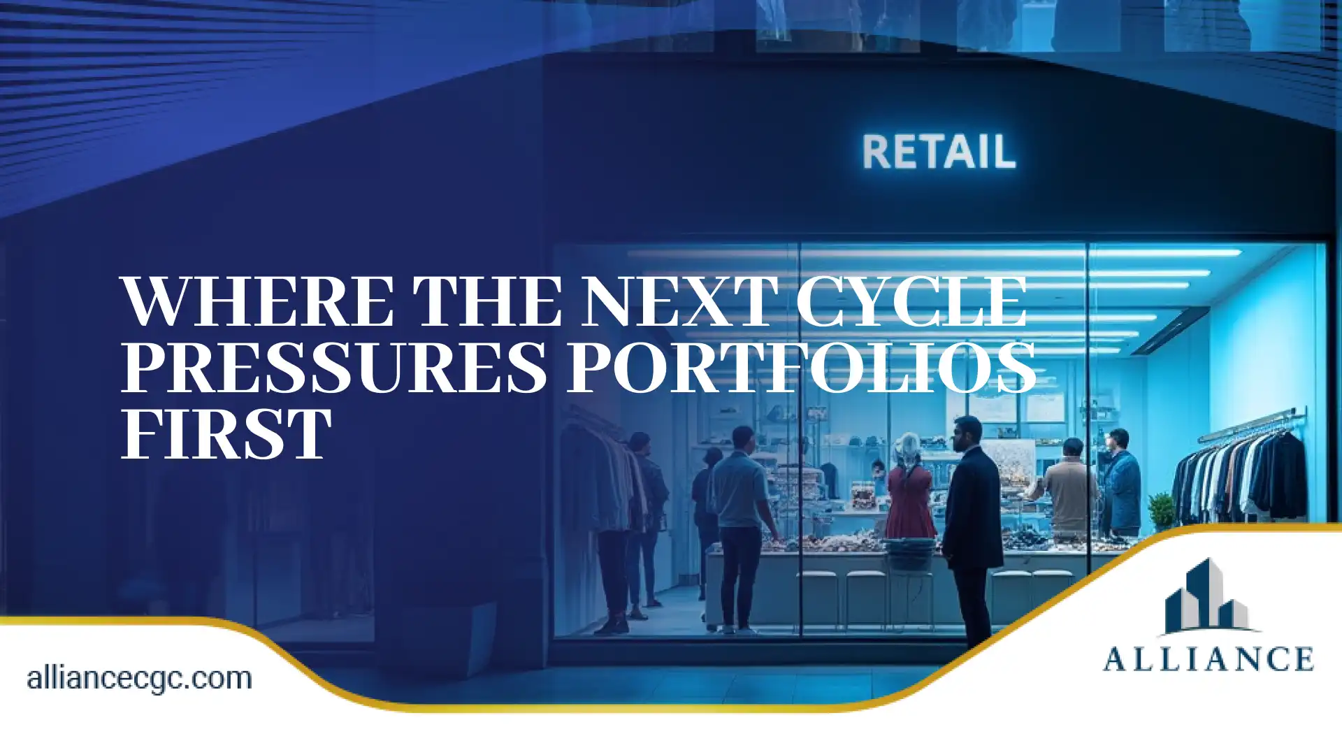 Retail storefront at night and demonstrating commercial real estate market cycle insights 