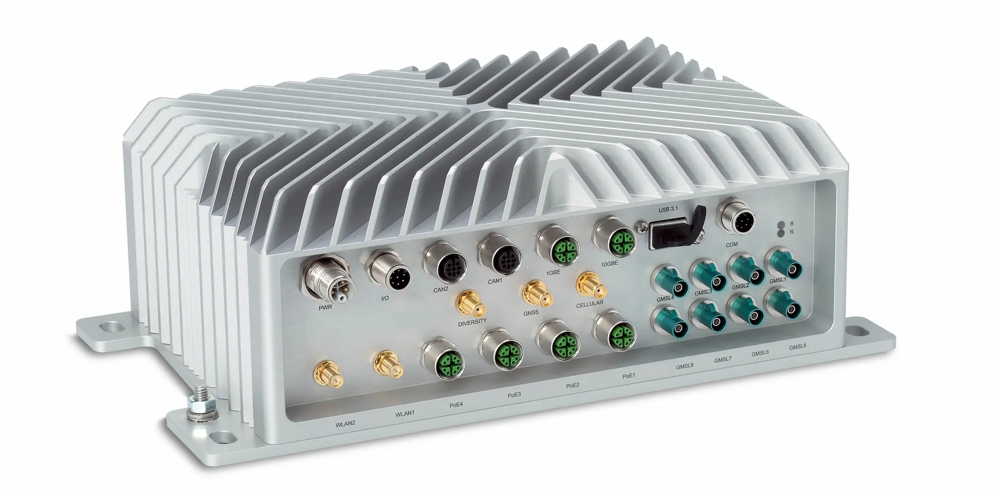 Ruggedized Edge AI Inference System based on NVIDIA Jetson AGX Orin. With IP69 aluminium housing, M12 connectors