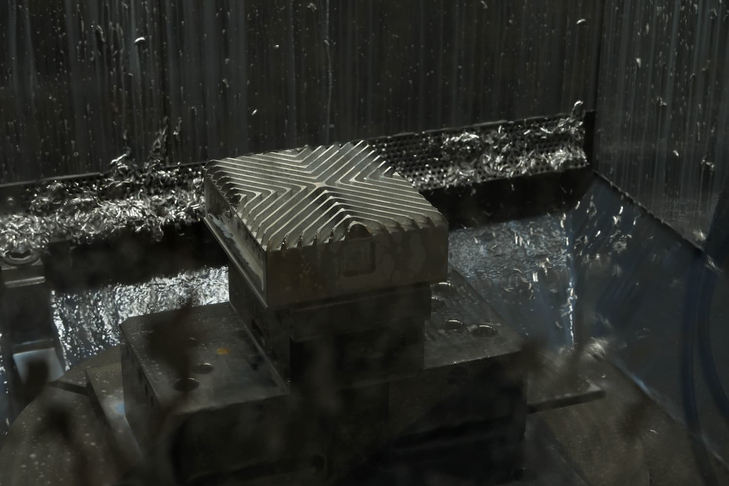 Aluminium housing milled from solid material, immediately after production in a CNC milling machine