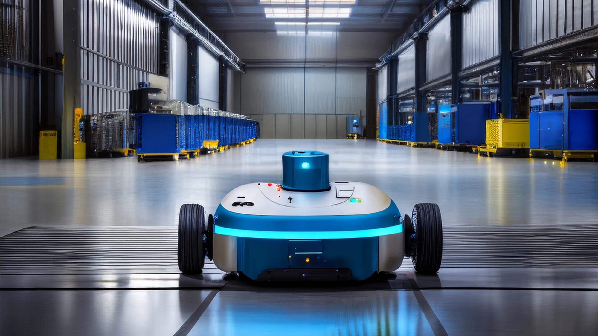 Automated Guided Vehicle (AGV) in einem Hochregallager