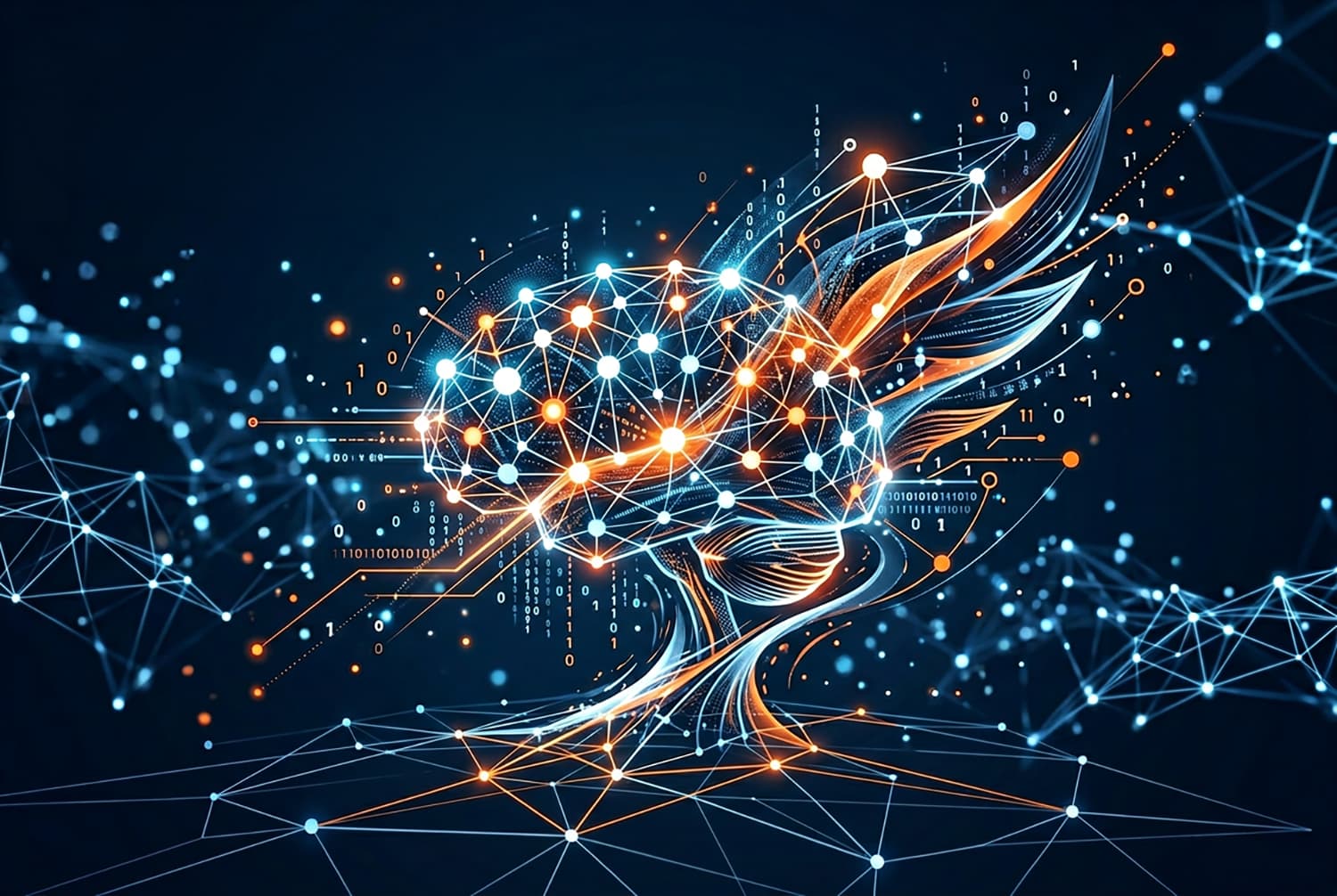 Abstract Visual for AI and Edge Computing, showing a head, and sensors
