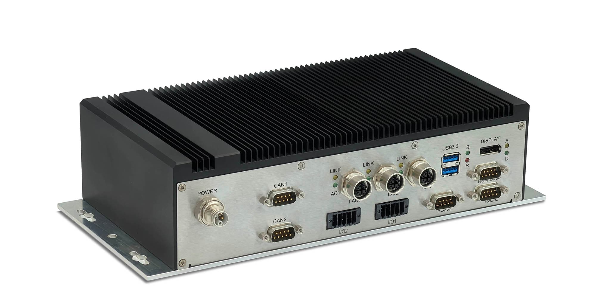 Syslogic Railway Computer RML 83 with fanless aluminum housing and industrial interfaces for rolling stock applications.
