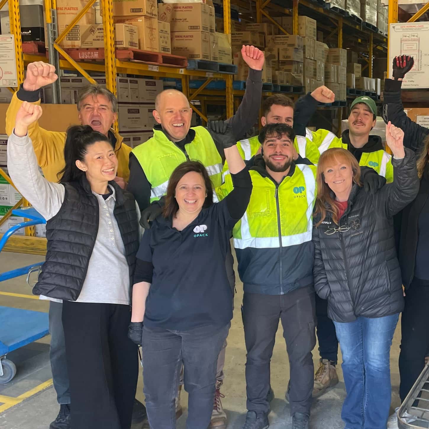 Opack staff at the Opack warehouse