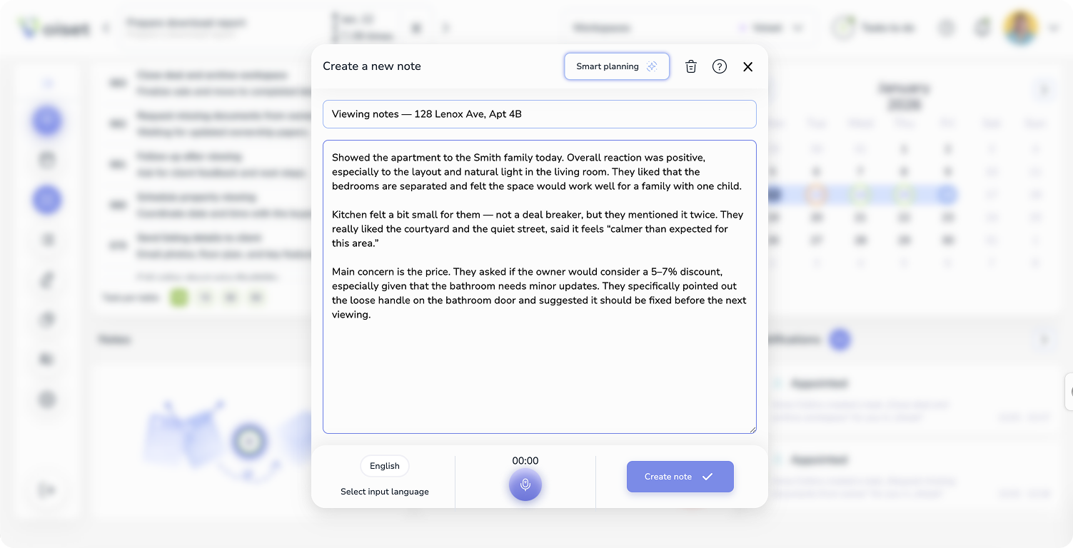 Create note by voice