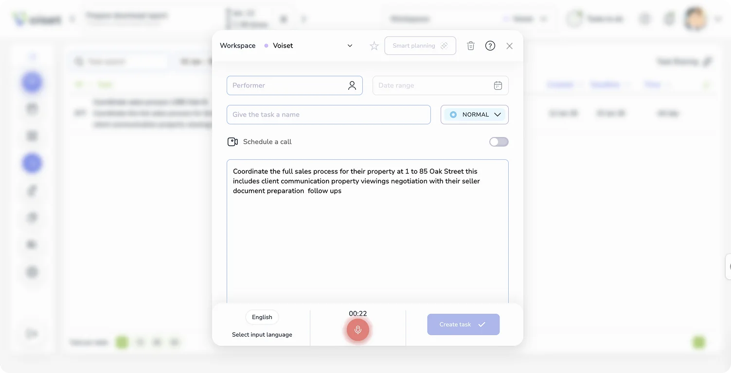 Create task by voice