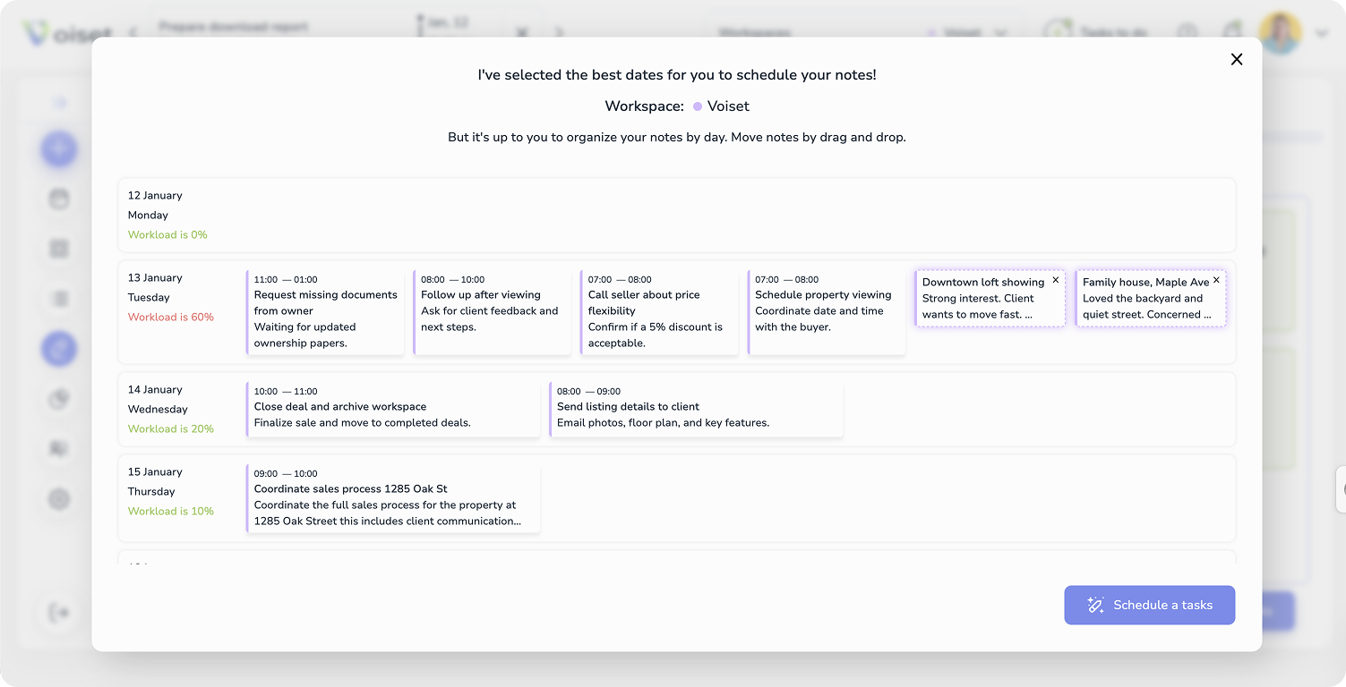 AI calendar with smart notes