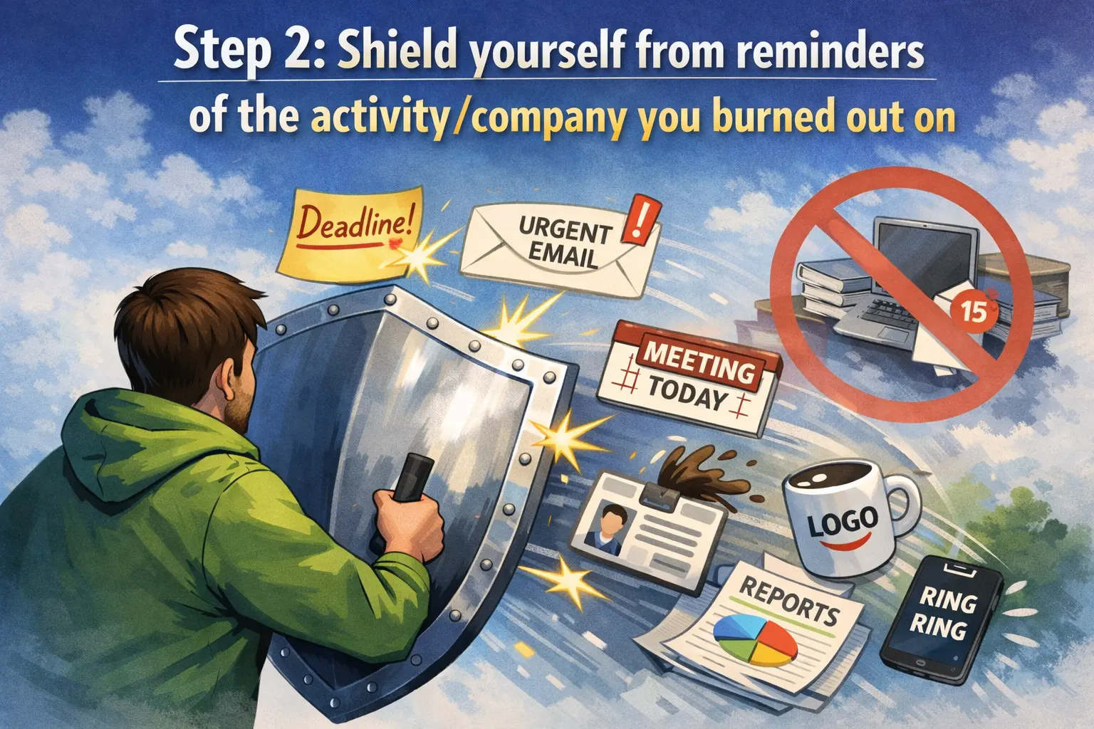 Shield yourself from reminders of the activity/company you burned out on