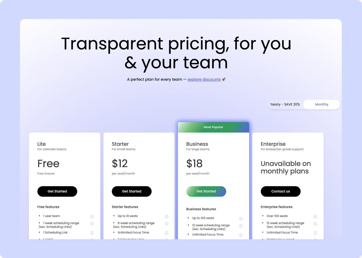 Reclaim.ai pricing plans