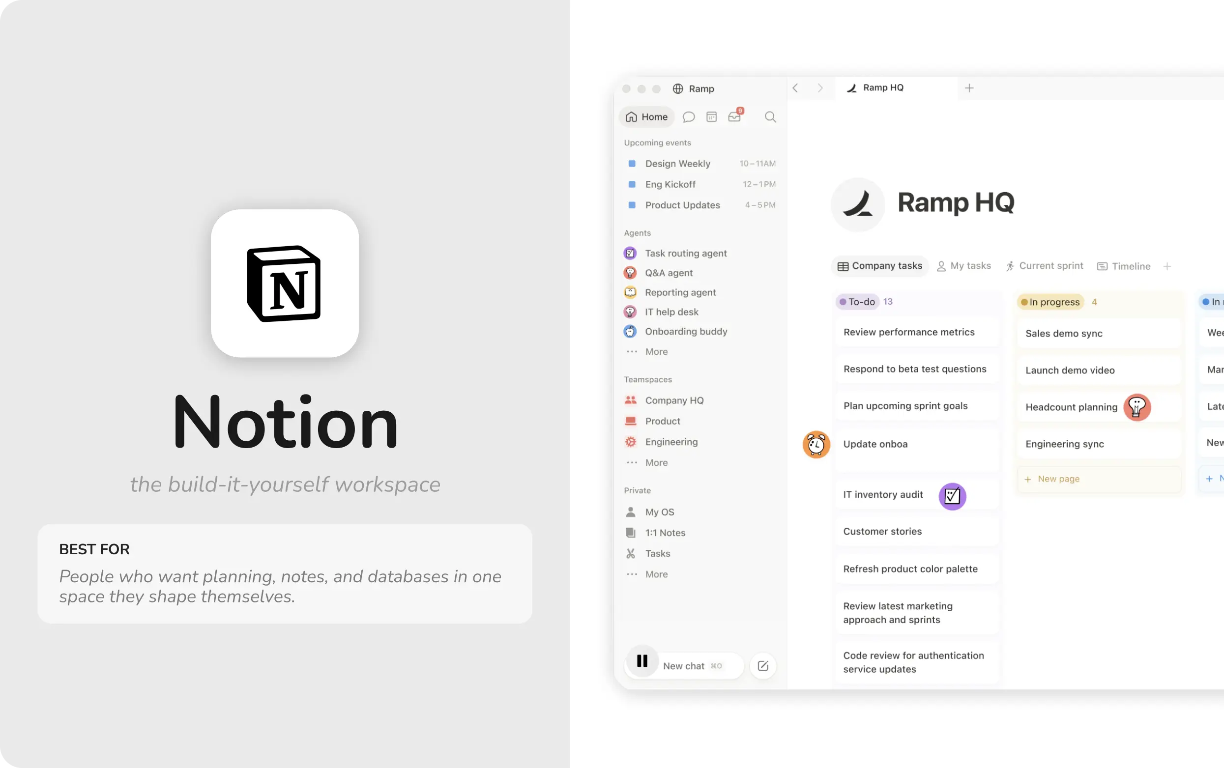 Notion workspace set up as a custom weekly planning board