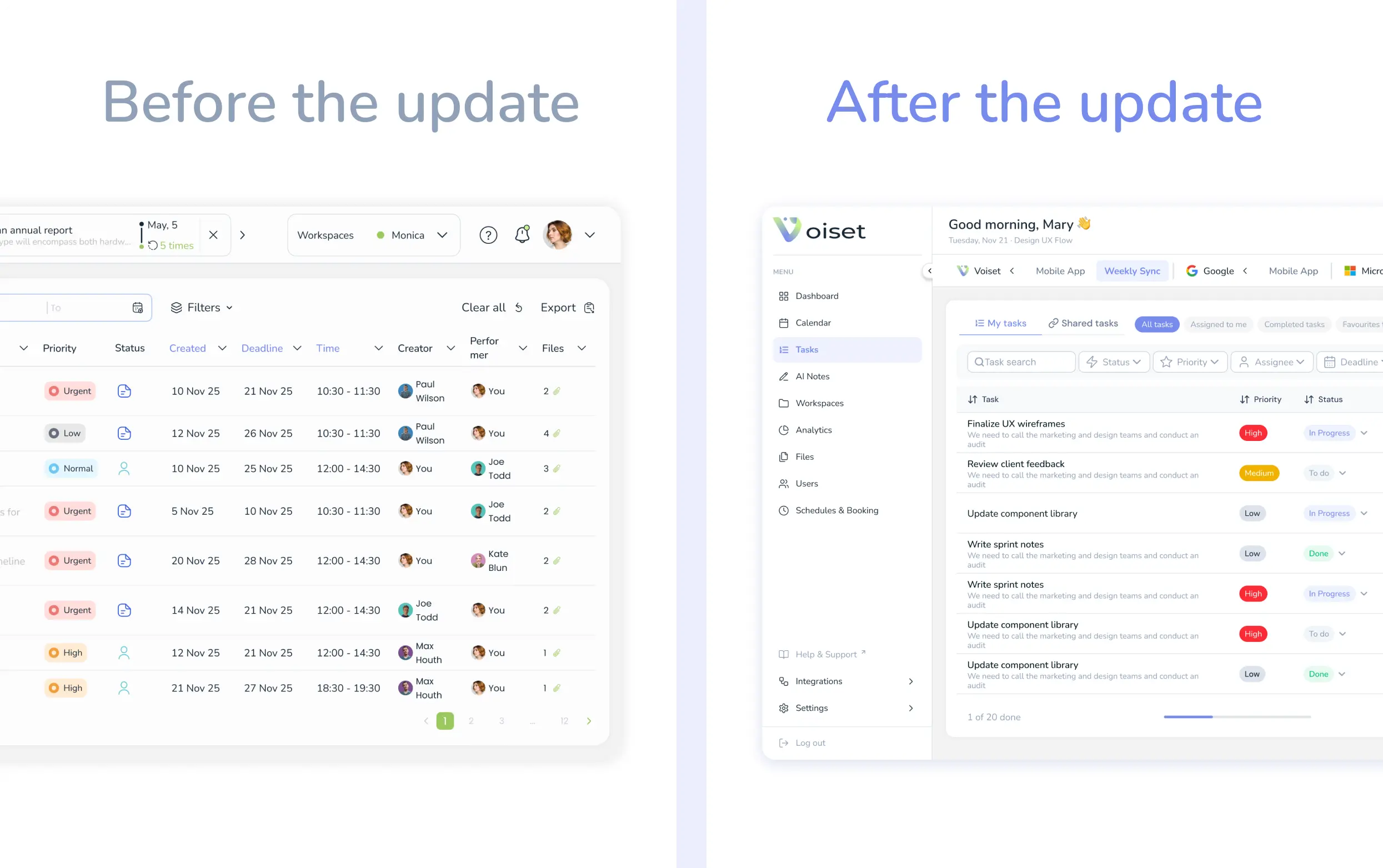 Diff design Voiset vs Voiset 2.0