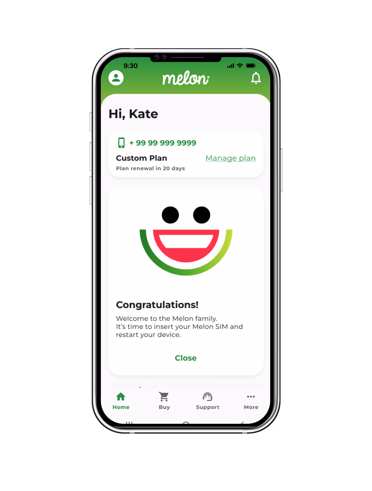 Melon mobile step 5 to porting We'll let you know when to insert your Melon SIM and restart your device.