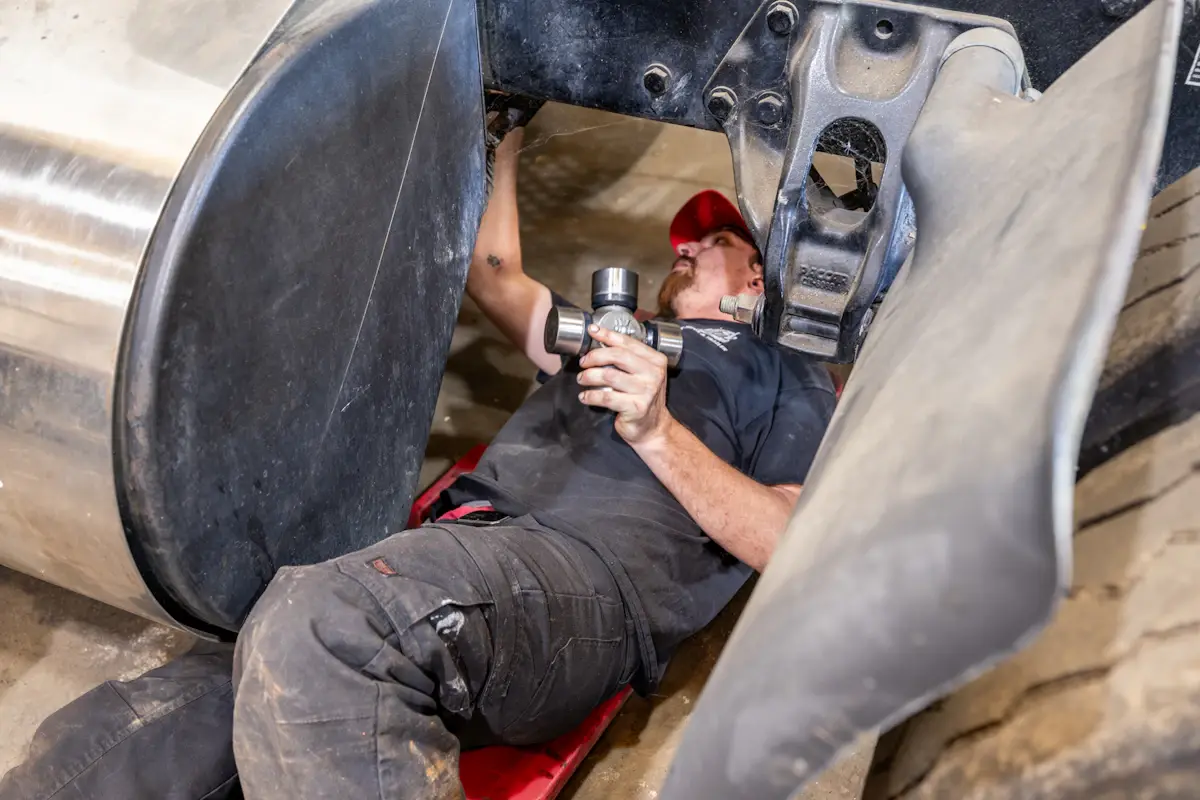 Diesel mechanic performing preventive maintenance services in Childersburg, AL