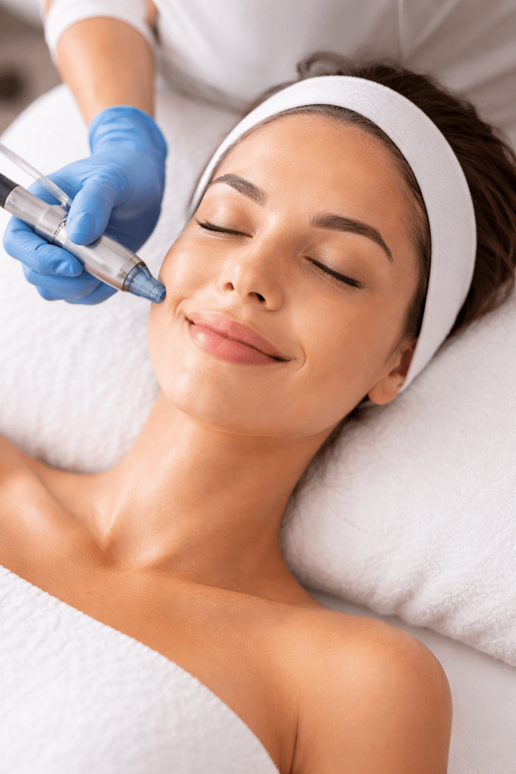 Hydrafacial in Rockwall TX performed at ABA Aesthetics for deep pore cleansing and hydrated skin