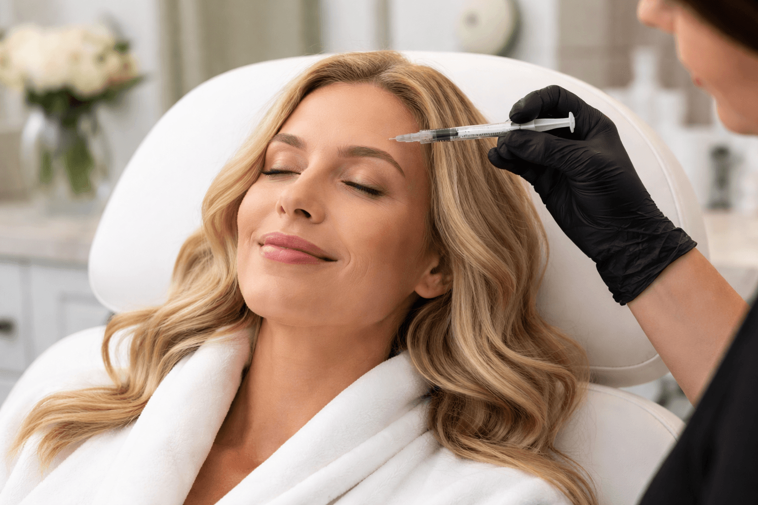 Patient receiving Botox treatment at ABA Aesthetics in Rockwall, Texas, medical spa