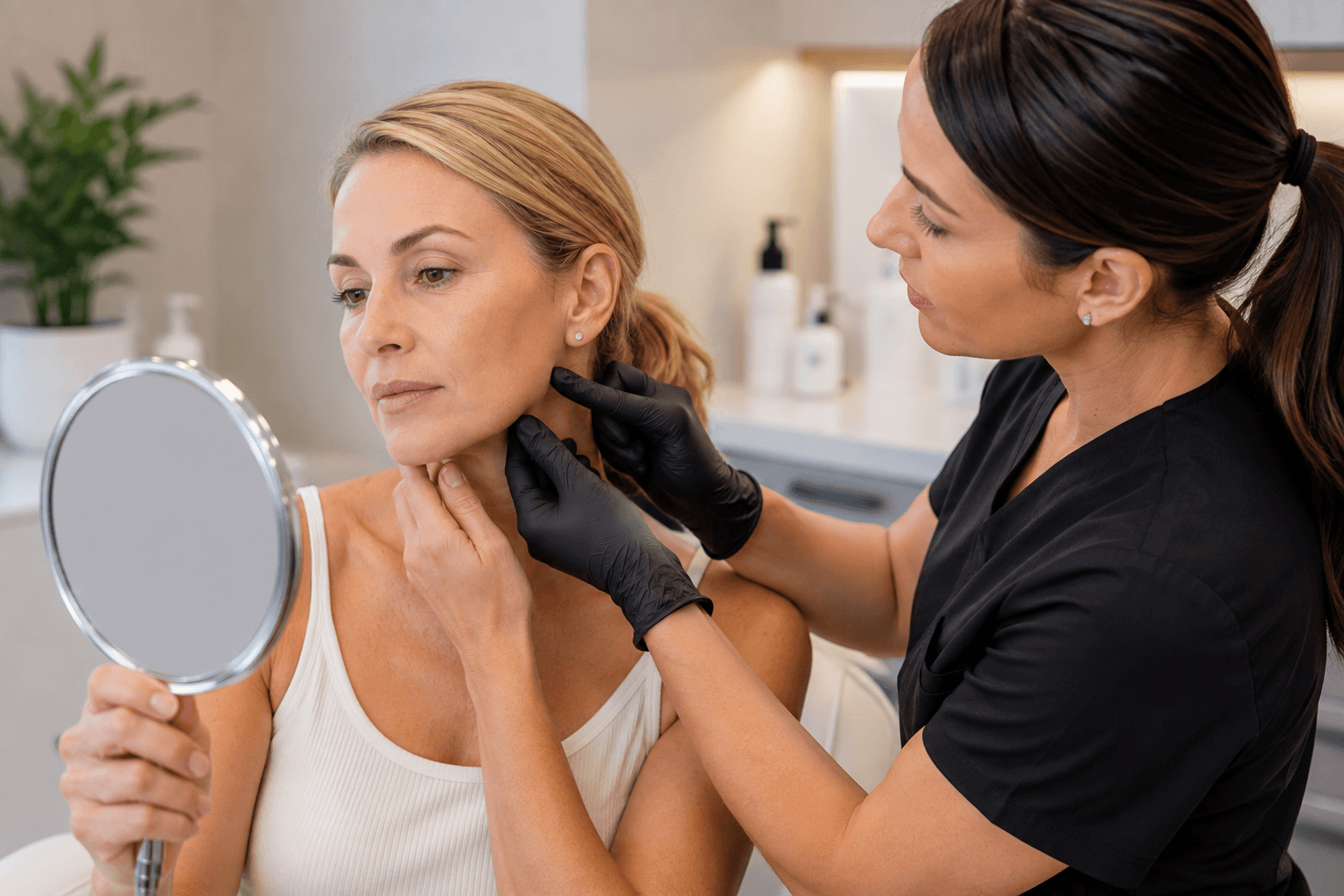 Woman receiving PRF undereye treatment at a Rockwall, Texas medspa for hollow and dark circles