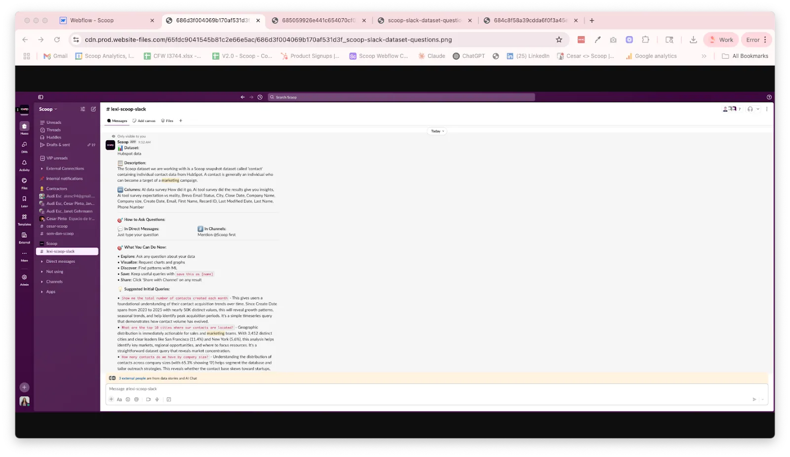 Slack thread showing live data drilldown