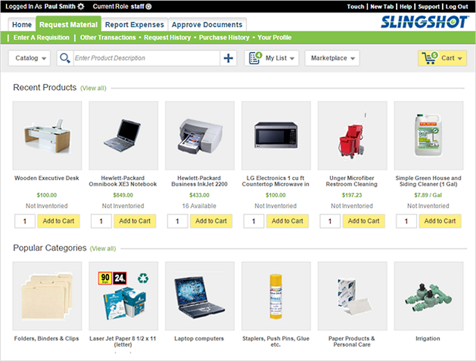 Slingshot Staff Portal - Main Screen