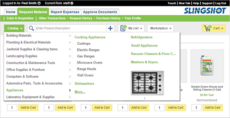 Slingshot Staff Portal - Requested Products Catalog