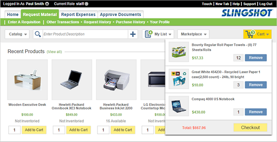 Slingshot Staff Portal - Shopping Cart