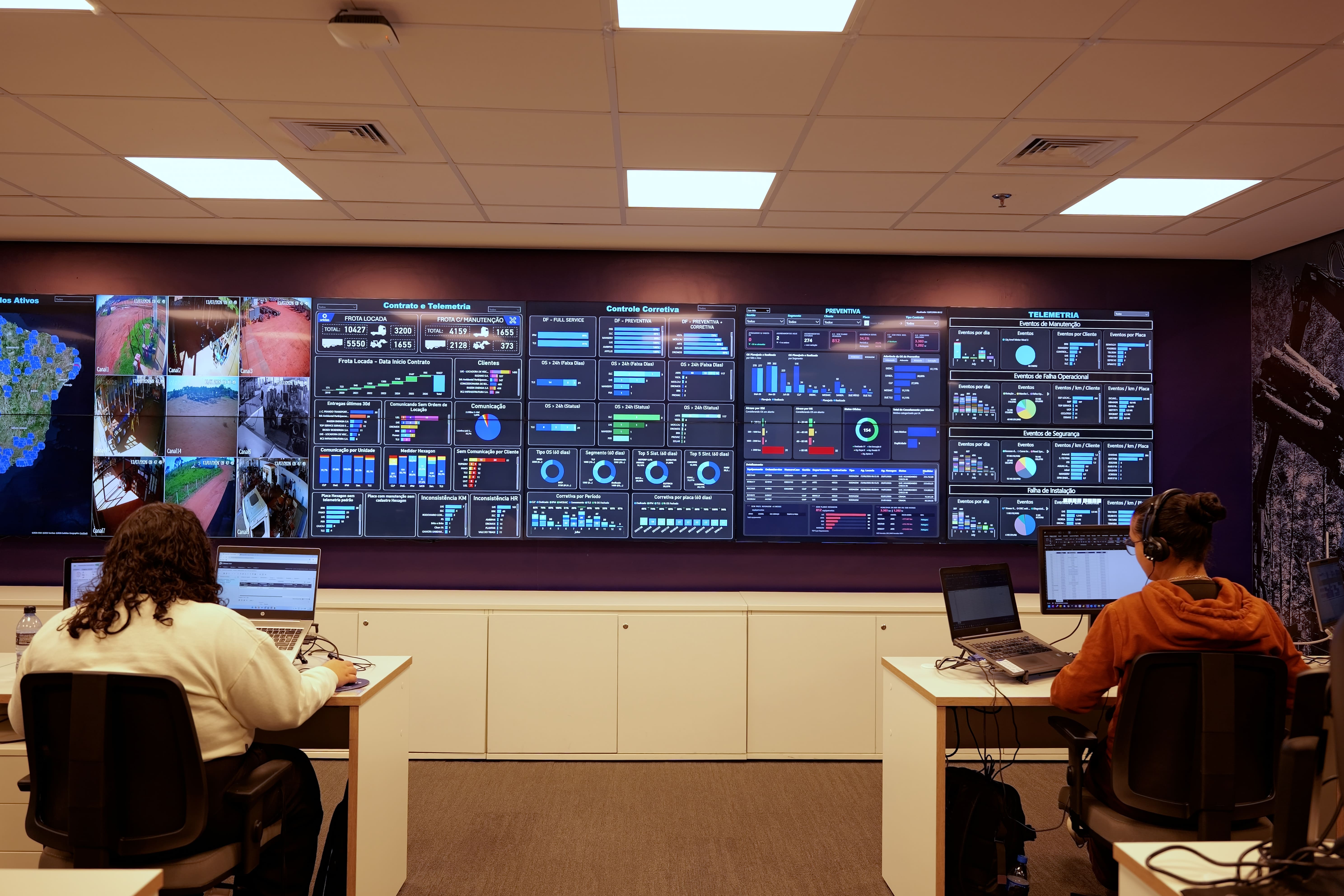 O Centro de Controle Operacional (CCO) integra tecnologia, telemetria e monitoramento para acompanhar os ativos locados e apoiar uma gestão mais eficiente.