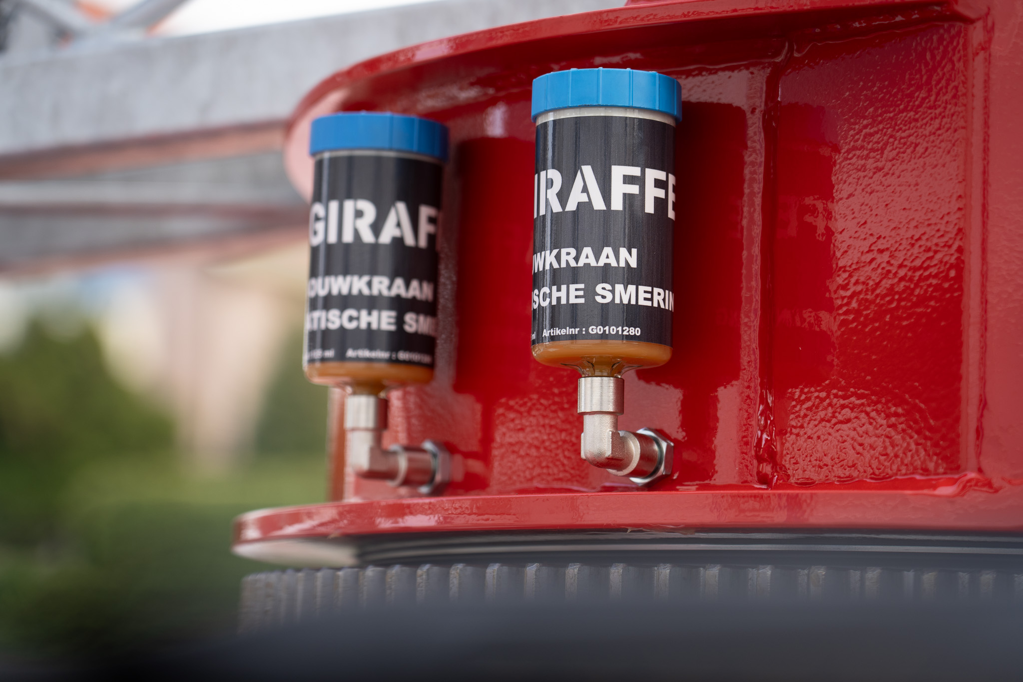 Automatische smering van de Giraffe 350.15-M aanhangerkraan