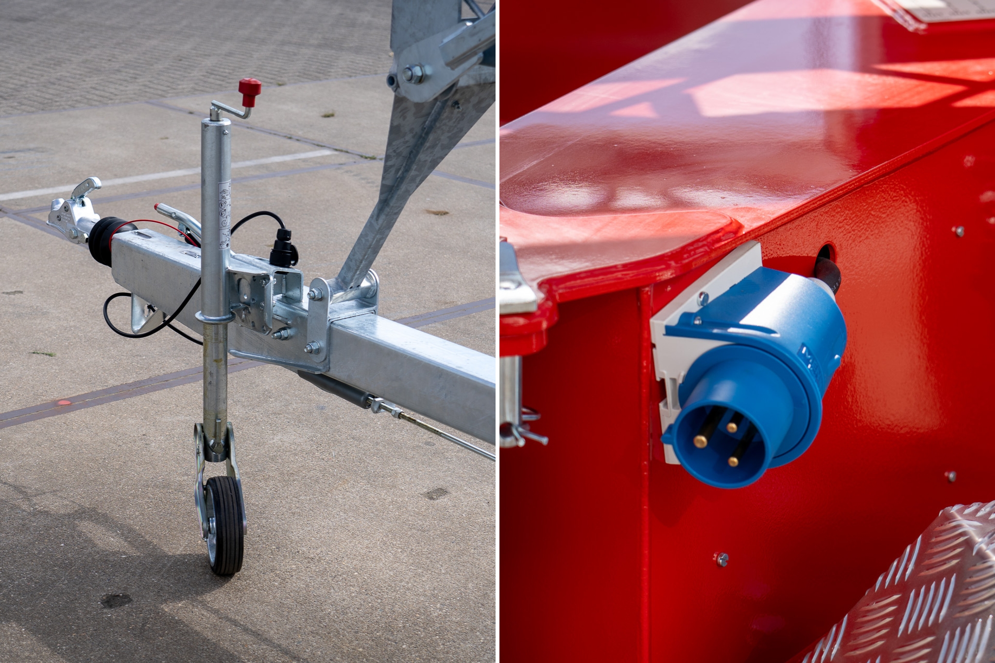 Dissen en stroomaansluiting van de Giraffe 350.15-M aanhangerkraan