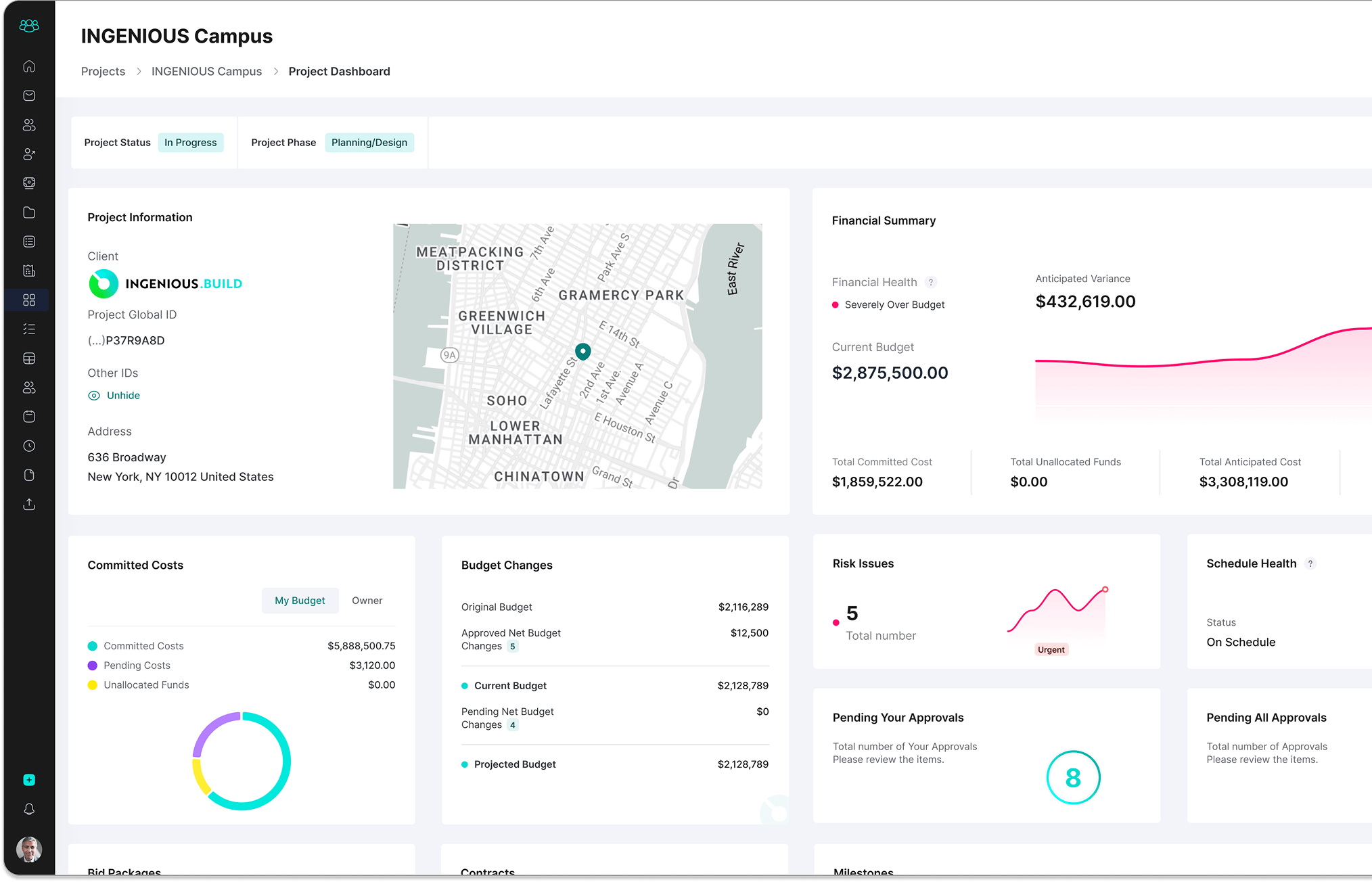 Construction Software Project Dashboard