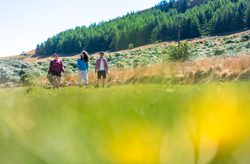 A small group of people walking together