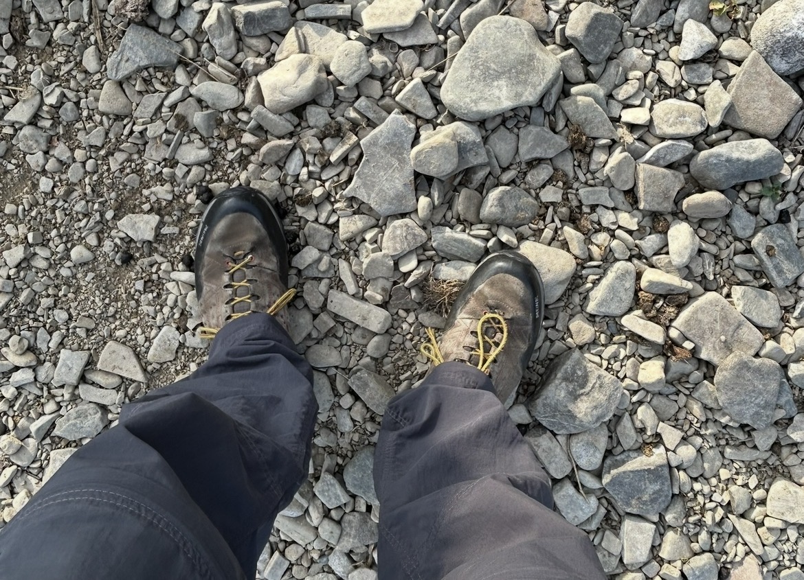 hiking trousers and shoes