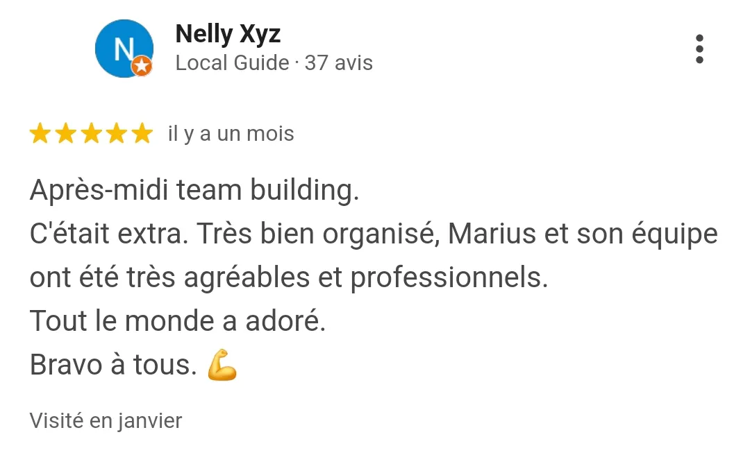 Avis client après-midi team building