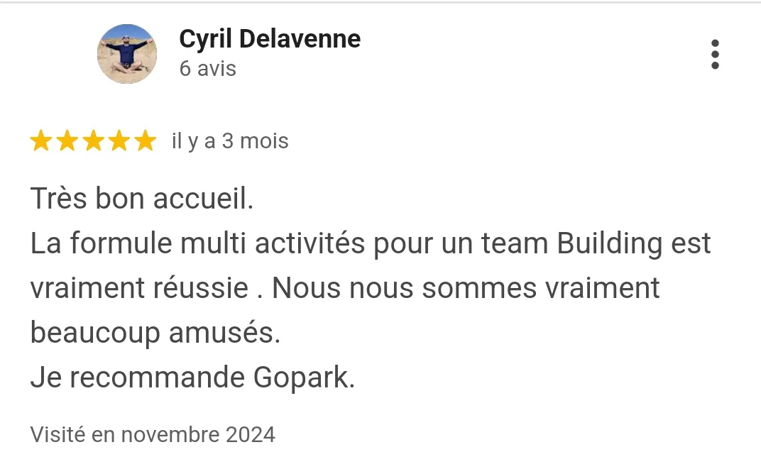 Avis client team building multi activités