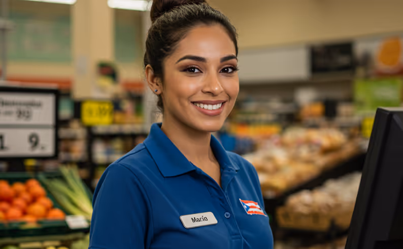 María a supermarket cashier