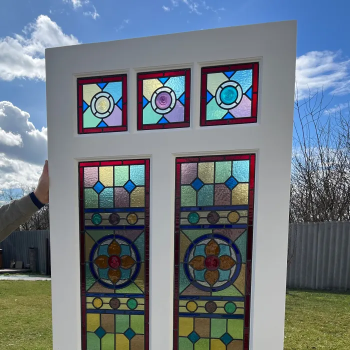 Edwardian front door with stained glass 