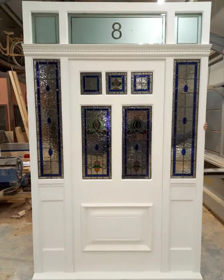 Edwardian style front door with sidelights for a London home