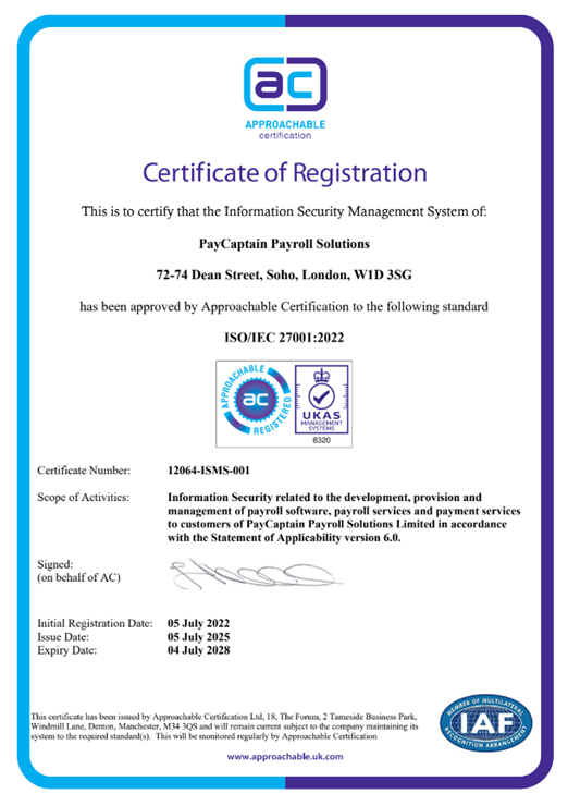 ISO27001 Certificate