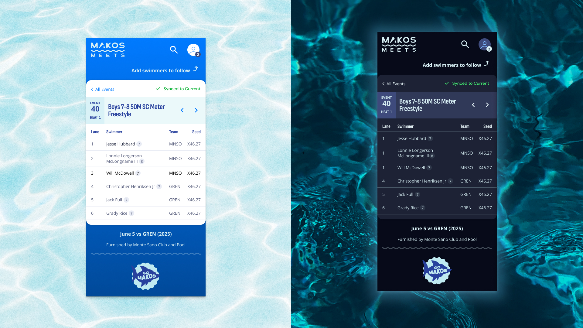 Makos Meets, light vs dark mode