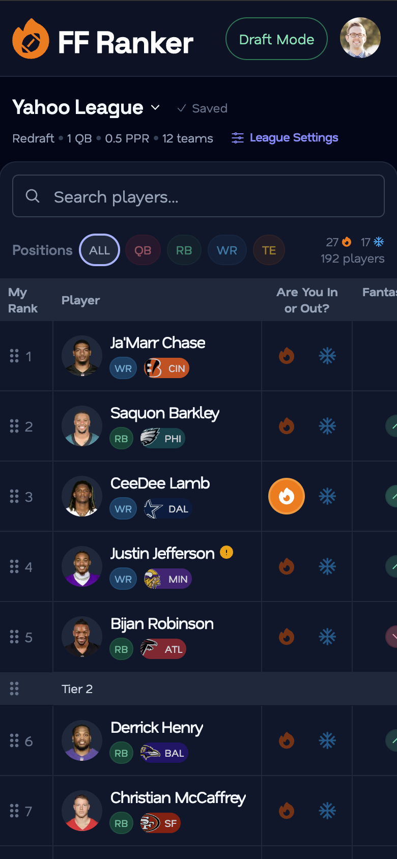 FF Ranker UI - Dark Mode