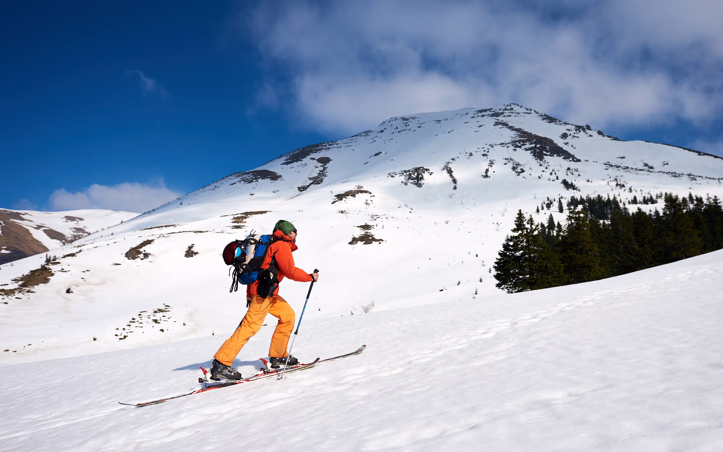 A man skiing at Mt Bachelor, Oregon