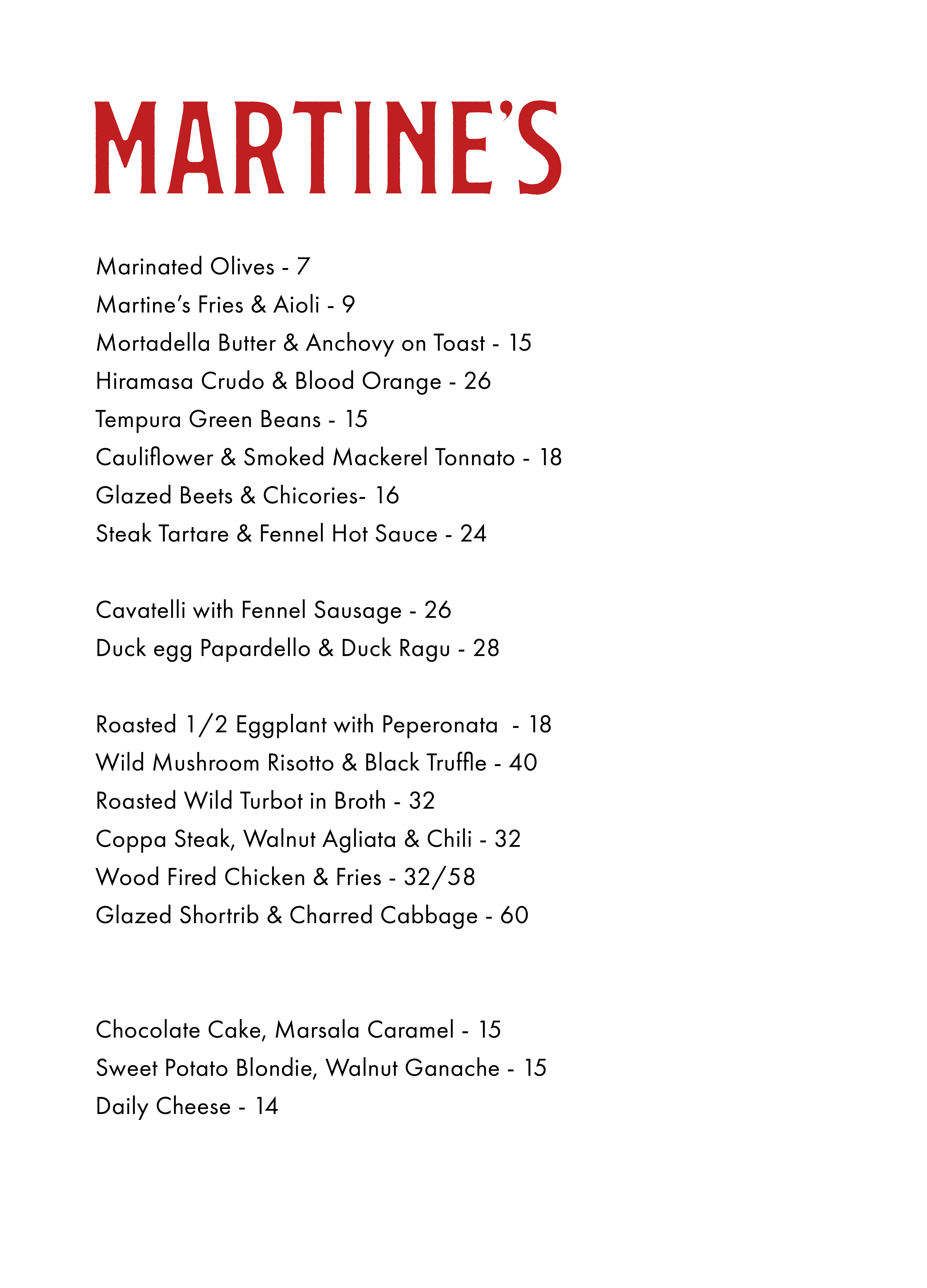 Martine's Menu