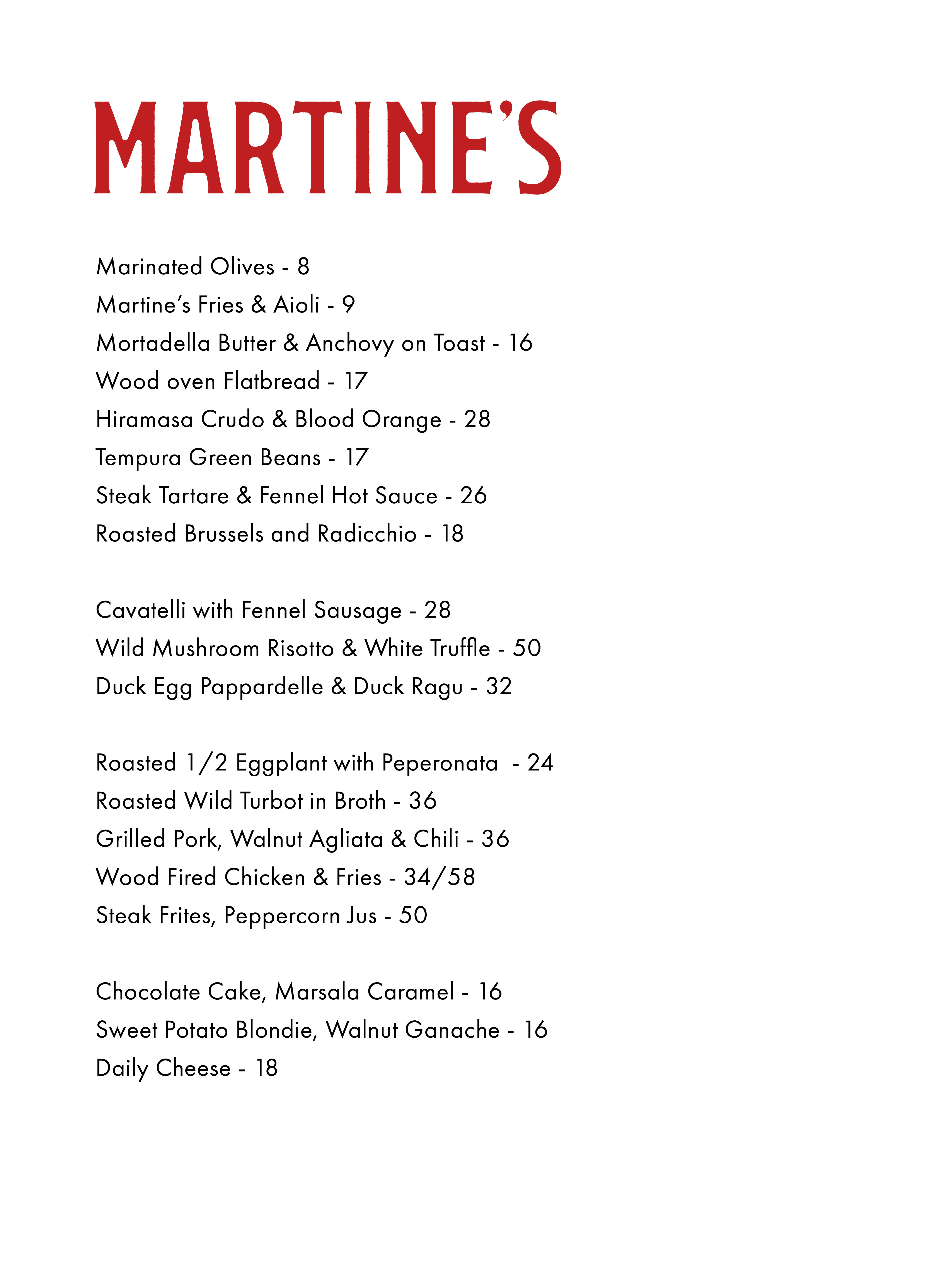 Martine's Menu
