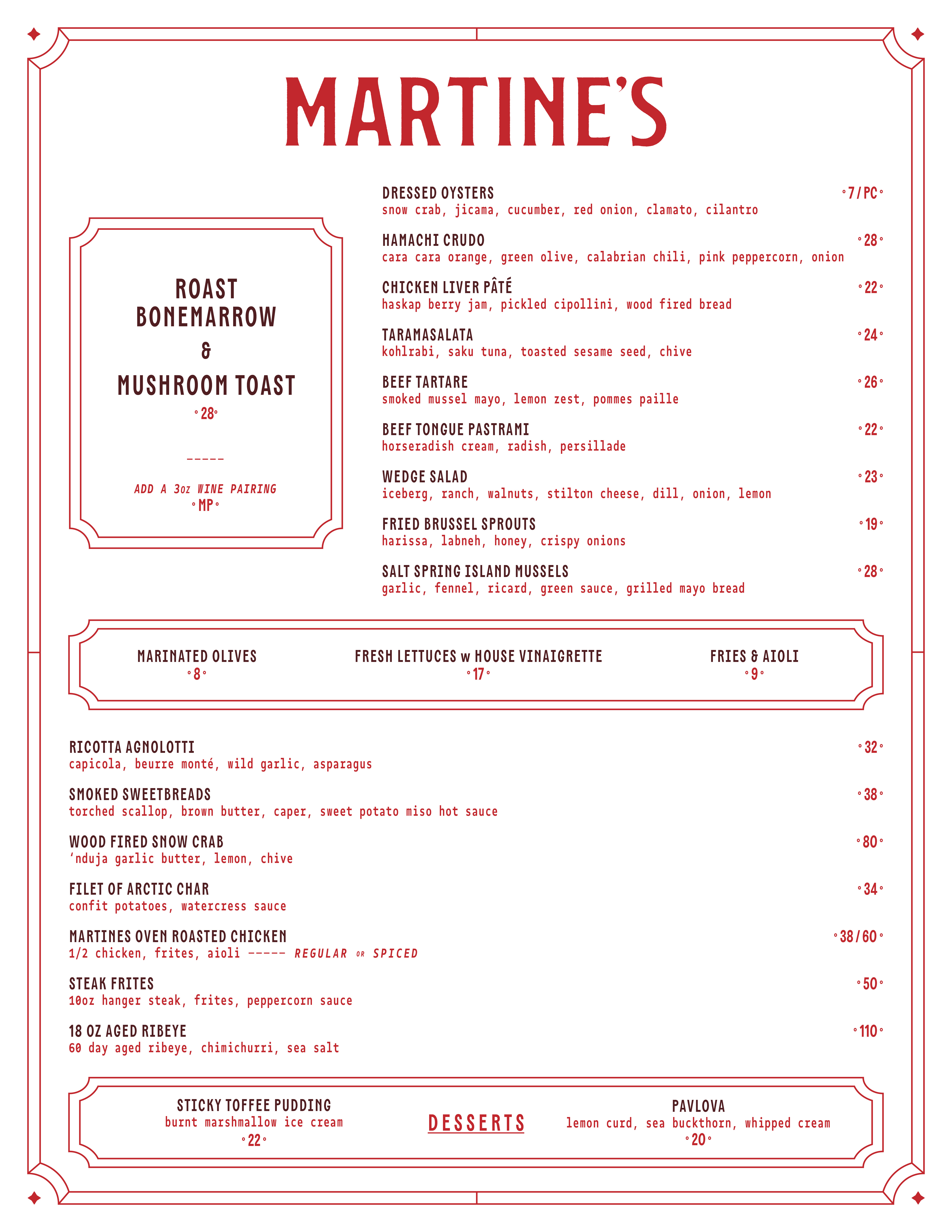 Martine's Menu