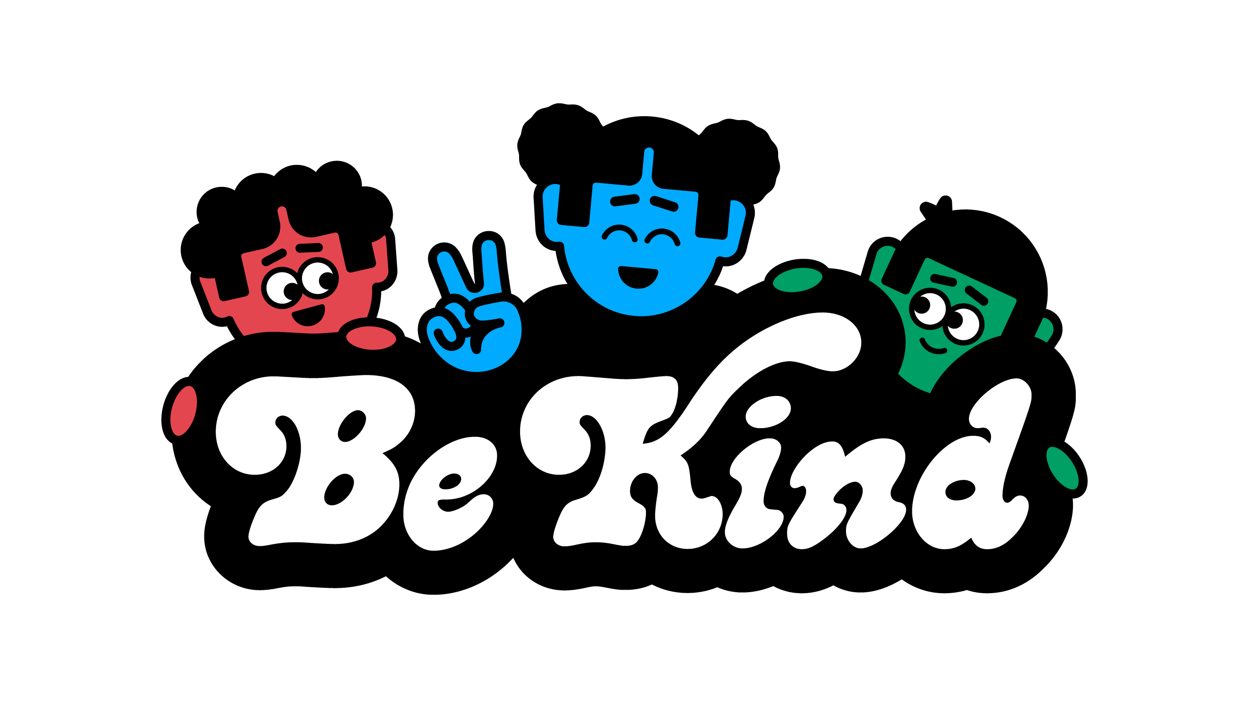 Graphic: People surround a wordmark that read Be Kind