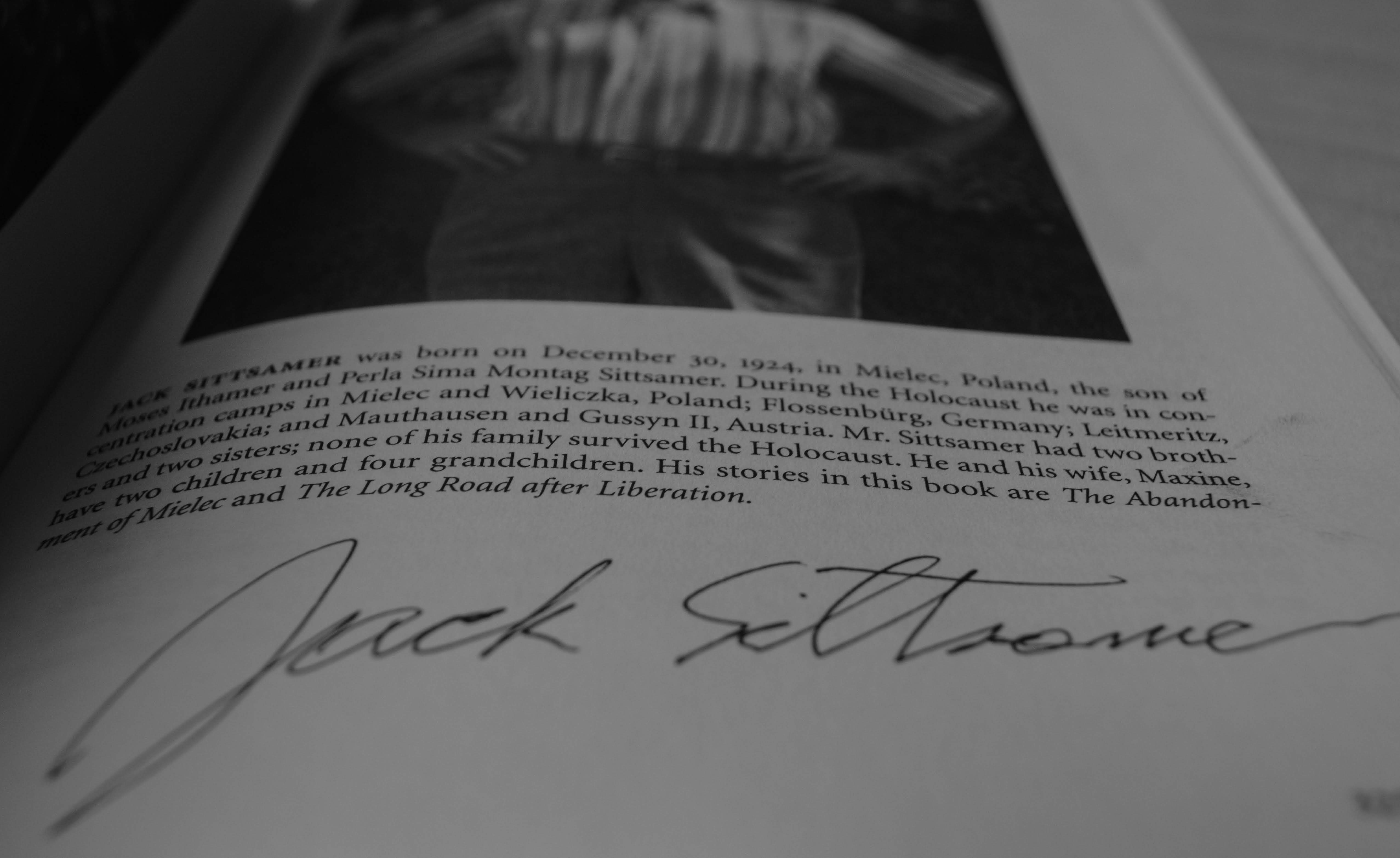 A book signed by Jack Sittsamer