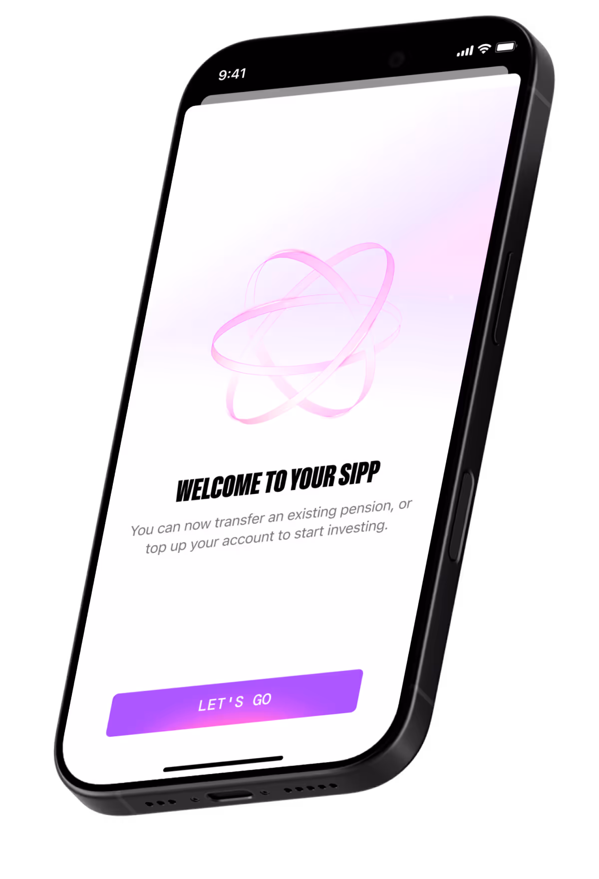 iPhone with a Freetrade app screen saying Welcome To Your SIPP.