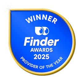 Award badge for Winner of Provider of the Year Award 2025, by Finder.