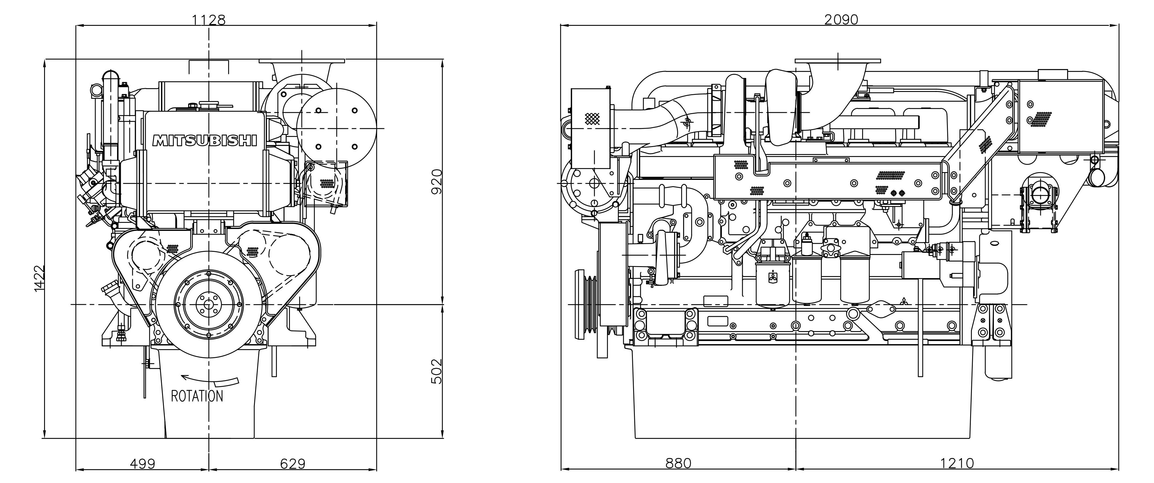Mitsubishi Marine Engine S6A3-T2MPTK3 (Package)