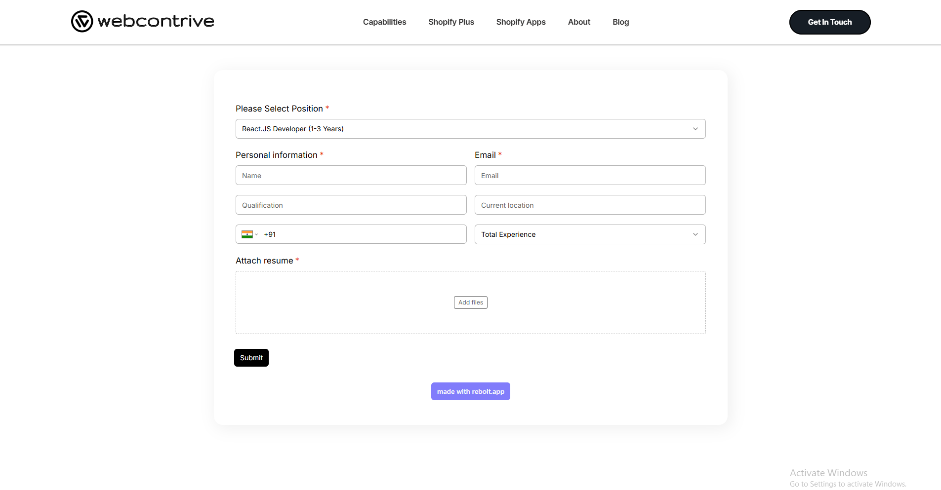 wc job application