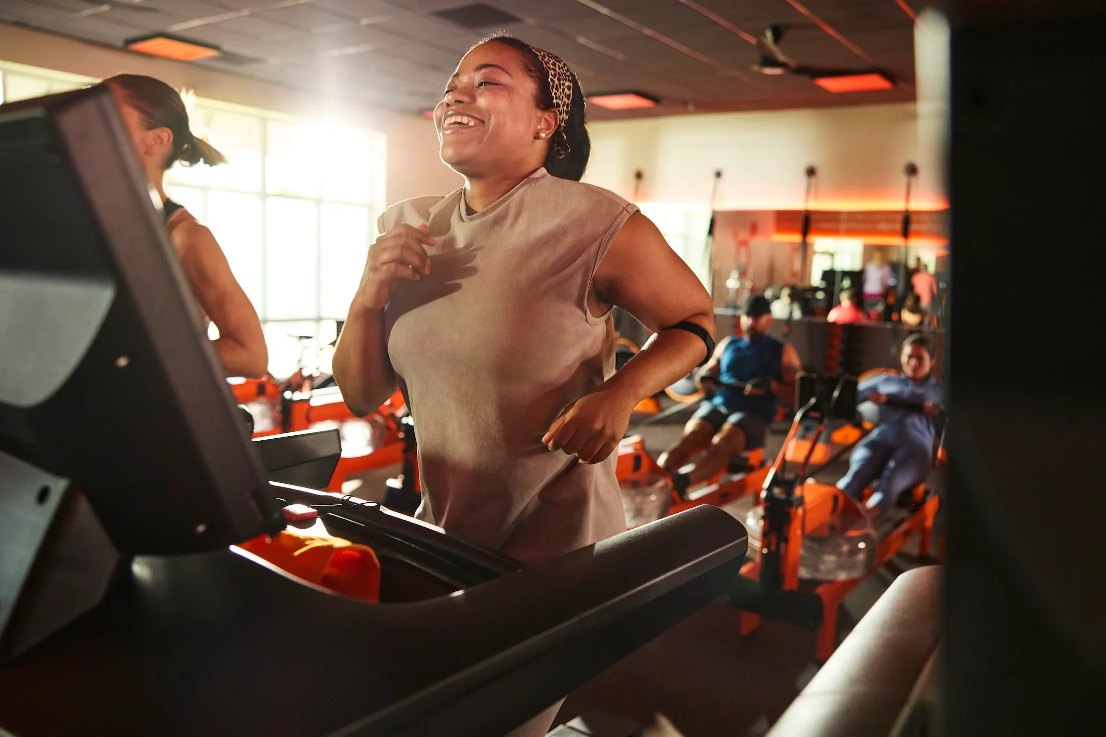 Woman on treadmill.